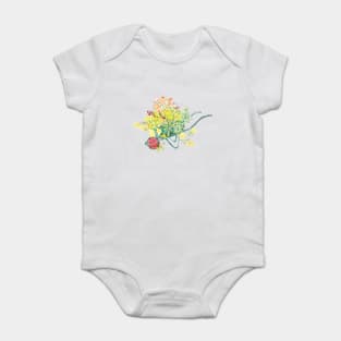 colorful flowers in green handcart Baby Bodysuit